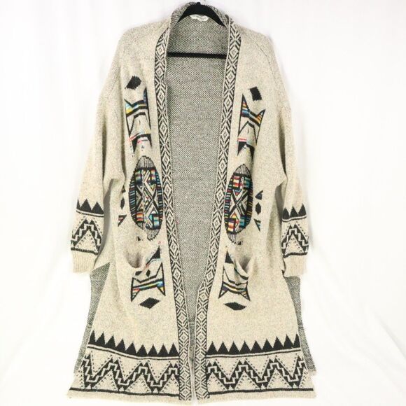 Sweater Cardigan with pockets Womens Large Davi & Dani Longline Aztec Southwest - Picture 1 of 14